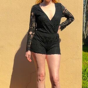 Sexy black lace romper
